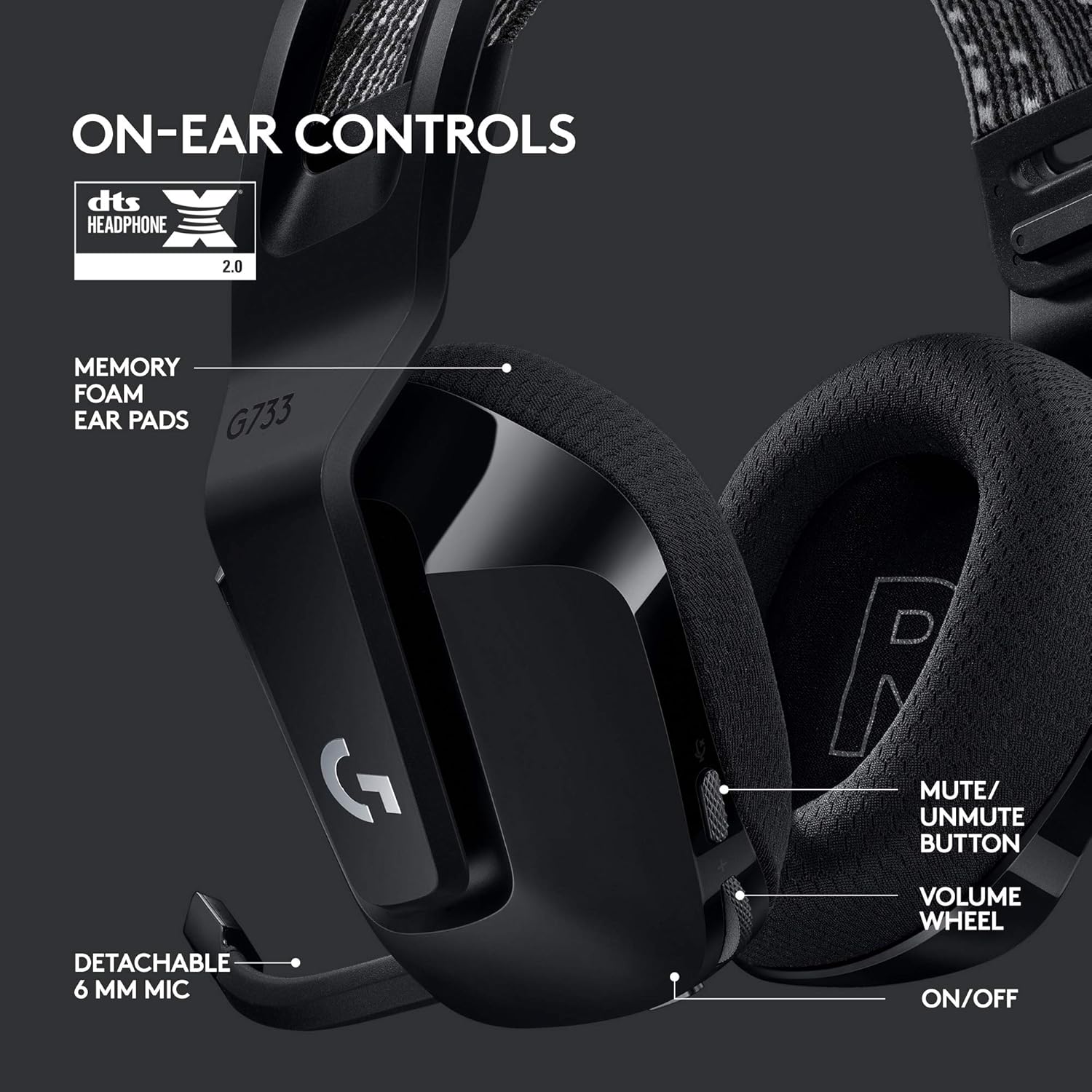 Logitech G733 Lightspeed Wireless Gaming Headset - Black